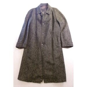 Hart Schaffner & Marx Overcoat Mens L Grey Herringbone Vintage Wool Blend